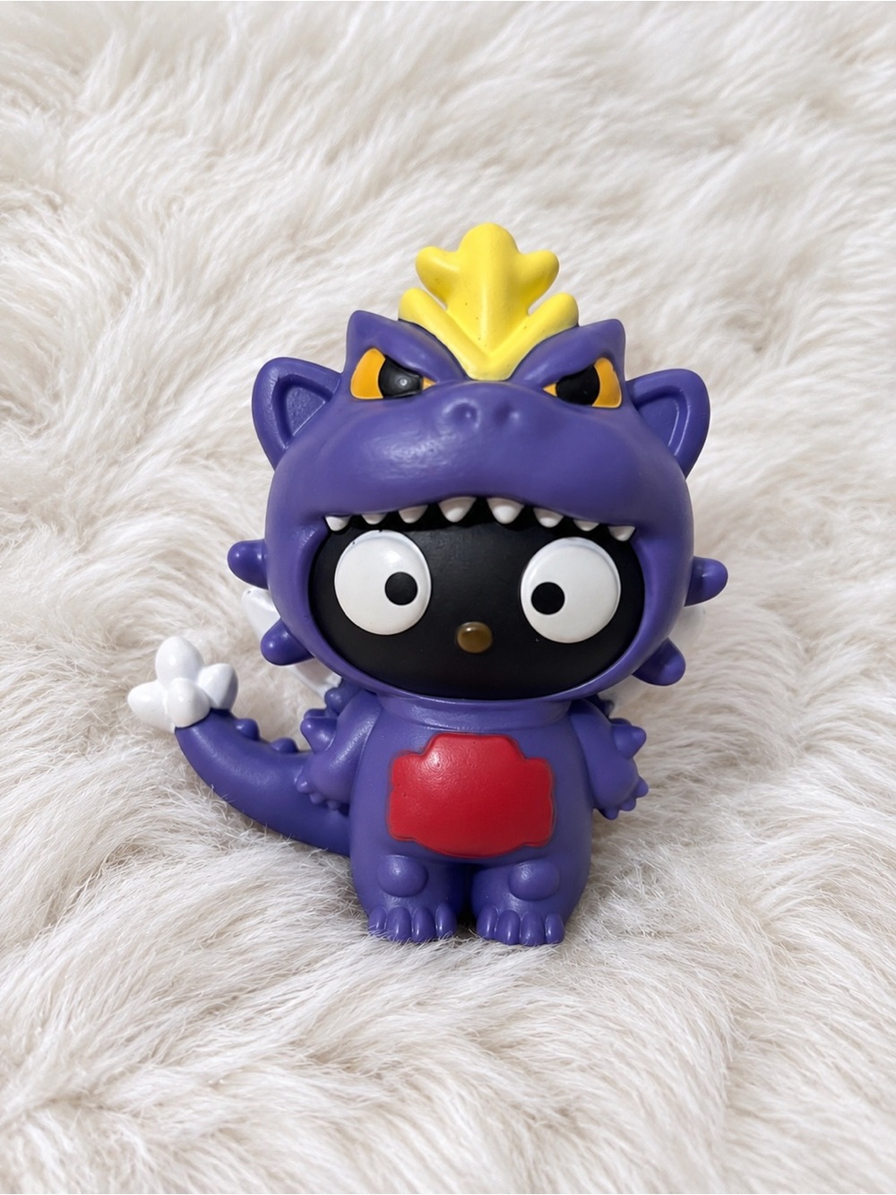 Sanrio Purple Dragon Costume Collectible Figure with Yellow Crest and Red Chest